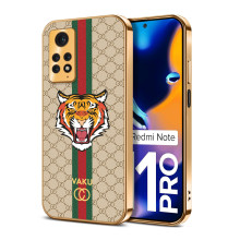 Vaku ® Xiaomi Redmi Note 11 Pro Lynx Designer Leather Pattern Gold Electroplated Soft TPU Back Cover Case