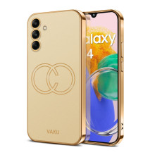 Vaku ® Samsung Galaxy M14 5G Skylar Leather Pattern Gold Electroplated Soft TPU Back Cover