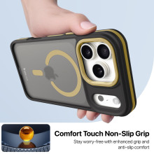 Vaku Luxos ® Apple iPhone 17 Pro Avlon Magpro Translucent Scratch Resistant Military-Grade Case With Metal Camera Ring Shockproof Protective Back Cover