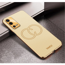 Vaku ® Oppo A55 Skylar Leather Pattern Gold Electroplated Soft TPU Back Cover