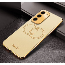 Vaku ® Samsung Galaxy S23 Skylar Leather Pattern Gold Electroplated Soft TPU Back Cover
