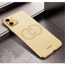 Vaku ® Apple iPhone 11 Skylar Leather Pattern Gold Electroplated Soft TPU Back Cover