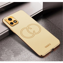 Vaku ® Vivo Y72 5G Skylar Leather Pattern Gold Electroplated Soft TPU Back Cover
