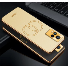 Vaku ® Vivo Y73 Skylar Leather Pattern Gold Electroplated Soft TPU Back Cover