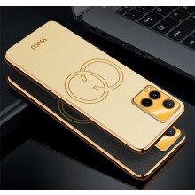 Vaku ® Vivo Y21 Skylar Leather Pattern Gold Electroplated Soft TPU Back Cover