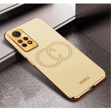 Vaku ® Xiaomi Redmi Note 11 Pro Plus 5G Skylar Leather Pattern Gold Electroplated Soft TPU Back Cover