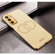 Vaku ® Samsung Galaxy A14 5G Skylar Leather Pattern Gold Electroplated Soft TPU Back Cover