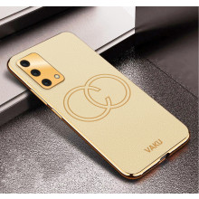 Vaku ® Oppo A74 Skylar Leather Pattern Gold Electroplated Soft TPU Back Cover