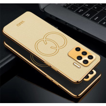 Vaku ® Oppo F19 Pro Skylar Leather Pattern Gold Electroplated Soft TPU Back Cover