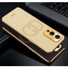 Vaku ® OnePlus 9 Skylar Leather Pattern Gold Electroplated Soft TPU Back Cover