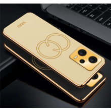 Vaku ® Xiaomi Redmi Note 12 Pro Plus Skylar Leather Pattern Gold Electroplated Soft TPU Back Cover