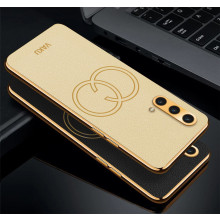 Vaku ® OnePlus Nord CE Skylar Leather Pattern Gold Electroplated Soft TPU Back Cover