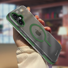 Vaku Luxos ® Apple iPhone 16 Vortex Magpro Gel Cushion Slim Fit Shockproof Certified Mag-Safe Crystal Clear Camera Metal Ring Back Cover