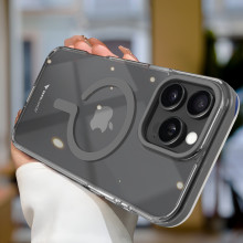 Vaku Luxos ® Apple iPhone 16 Pro Vortex Magpro Gel Cushion Slim Fit Certified Mag-Safe Crystal Clear Camera Metal Ring Back Cover