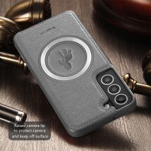 Vaku ® Samsung Galaxy S21 FE Astrid Luxury PU Leather Electroplated Magnetic Magsafe Shockproof Bumper Protective Back Cover