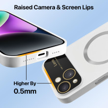Vaku ® Apple iPhone 14 Premium Polarized Leather Texture Full Lens Protection Silicon Back Cover Case