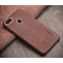 Vaku ® Oppo F5 Lexza Series Double Stitch Leather Shell with Metallic Camera Protection Back Cover