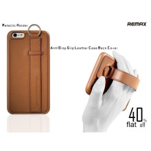 Remax ® Apple iPhone 6 / 6S Vision Series Metallic Holder + Anti-Drop Grip Leather Case Back Cover