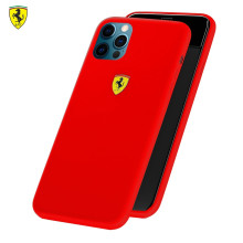 Ferrari ® For Apple iPhone 12/ 12 Pro Liquid Silicon Velvet-Touch Silk Finish Shock-Proof Back Cover