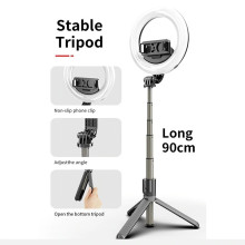 Vaku ® Portable 16cm LED Ring Light Bluetooth Selfie Stick Tripod-with Inbuilt Remote