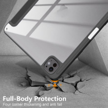 Vaku ® OPTINEX Apple iPad Pro M4 13-inch Back Flip Stand Cover 360 Degree with Pencil Holder Transparent Back Powerful Magnetic Attachment Slim Trifold Stand Case