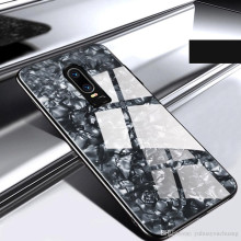 VAKU ® OnePlus 6 Glossy Marble with 9H hardness tempered glass overlay Back Cover