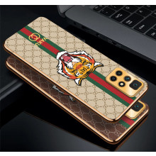 Vaku ® Xiaomi Redmi 10 Prime Lynx Designer Leather Pattern Gold Electroplated Soft TPU Back Cover Case
