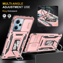 Vaku ® Xiaomi Redmi Note 12 5G Aegis Armor Slide Camera Protection Magnetic Ring Holder Kickstand Back Cover