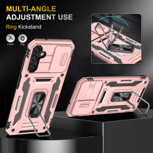 Vaku ® Samsung Galaxy A15 5G Aegis Armor Slide Camera Protection Magnetic Ring Holder Kickstand Back Cover