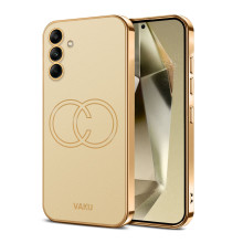 Vaku ® Samsung Galaxy S24 Skylar Leather Pattern Gold Electroplated Soft TPU Back Cover