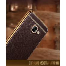 Vaku ® Samsung Galaxy A5 (2017) Leather Stitched Gold Electroplated Soft TPU Back Cover