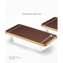 VAKU ® OPPO A37 Leather Stitched Gold Electroplated Soft TPU Back Cover