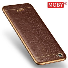 VAKU ® VIVO V5 / V5S European Leather Stitched Gold Electroplated Soft TPU Back Cover