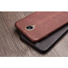 Vaku ® OnePlus 3 / 3T Lexza Series Double Stitch Leather Shell with Metallic Logo Display Back Cover