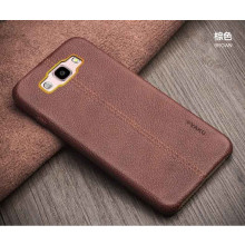 Vaku ® Samsung Galaxy J5 (2016) Lexza Series Double Stitch Leather Shell with Metallic Logo Display Back Cover