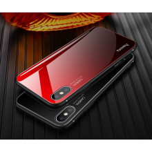 Vaku ® Apple iPhone XS Optical zoom Series Glass Ultra-Shine Luxurious Tempered Finish Silicone Frame Thin Back Cover