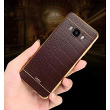VAKU ® Samsung Galaxy J5 (2016) European Leather Stitched Gold Electroplated Soft TPU Back Cover