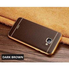 VAKU ® Samsung Galaxy A7 (2016) Leather Stiched Gold Electroplated Soft TPU Back Cover