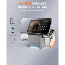 Vaku Luxos ® 3-in-1 Gyro Charge 23W Magnetic Wireless MagSafe Charger for iPhone 16/16 Plus/16 Pro/Max, 15/14/13/12, AirPods & iWatch Series