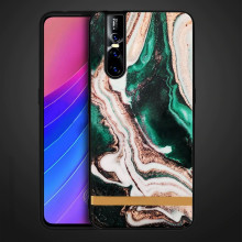 VAKU ® Vivo V15 Pro Marble River Series Ultra-Shine Luxurious Tempered Finish Silicone Frame Thin Back Cover