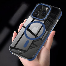 Vaku Luxos ® Apple iPhone 15 Pro Vortex Magpro Gel Cushion Slim Fit Shockproof Crystal Clear Camera Metal Ring Certified Mag-Safe Back Cover