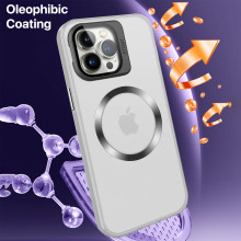 Vaku ® Apple iPhone 14 Pro Max Rime Frosted Magnetic Magpro Translucent Camera Protector Case with Built-in Stash Stand Back Cover