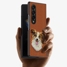 Vaku ® Samsung Galaxy Z Fold 4 Flex Snap Series Designer Embroidery Leather Case
