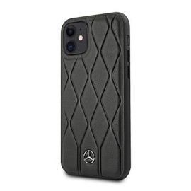 Mercedes Benz ® For Apple iPhone 11 Wave Collection Quilted Genuine Leather Hard Case Back Cover