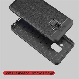 Vaku ® Samsung Galaxy A8 Plus Kowloon Double-Stitch Edition Silicone Leather Texture Finish Ultra-Thin Back Cover