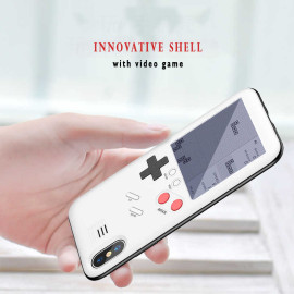 Vaku ® Apple iPhone X / XS Retro Video Gaming Console 26 in 1 Games Like Tetris, Shooting, Racing, Tank, Memory etc. + Drop-Protection Back Cover