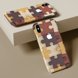 Vaku ® Apple iPhone X / XS 3D Wooden Puzzle Designer Print Back Cover