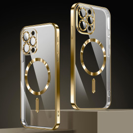 Vaku ® Apple iPhone 15 Pro Luxury Electroplated Magnetic Magsafe Camera Protection TPU Back Cover Case