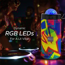 Vaku Luxos ® Groovio 15W Portable Bluetooth Party Speaker Vibrant Multicolor Pattern With LED Disco Light Dome