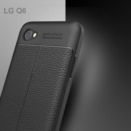 Vaku ® LG Q6 Kowloon Leather Stitched Edition Top Quality Soft Silicone 4 Frames + Ultra-Thin Back Cover